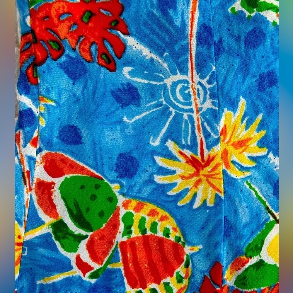 VTG 90s resort-wear made USA tropical colorful beach vacay swim suit coverup M - Picture 8 of 11